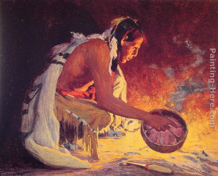 Indian by Firelight painting - Eanger Irving Couse Indian by Firelight art painting